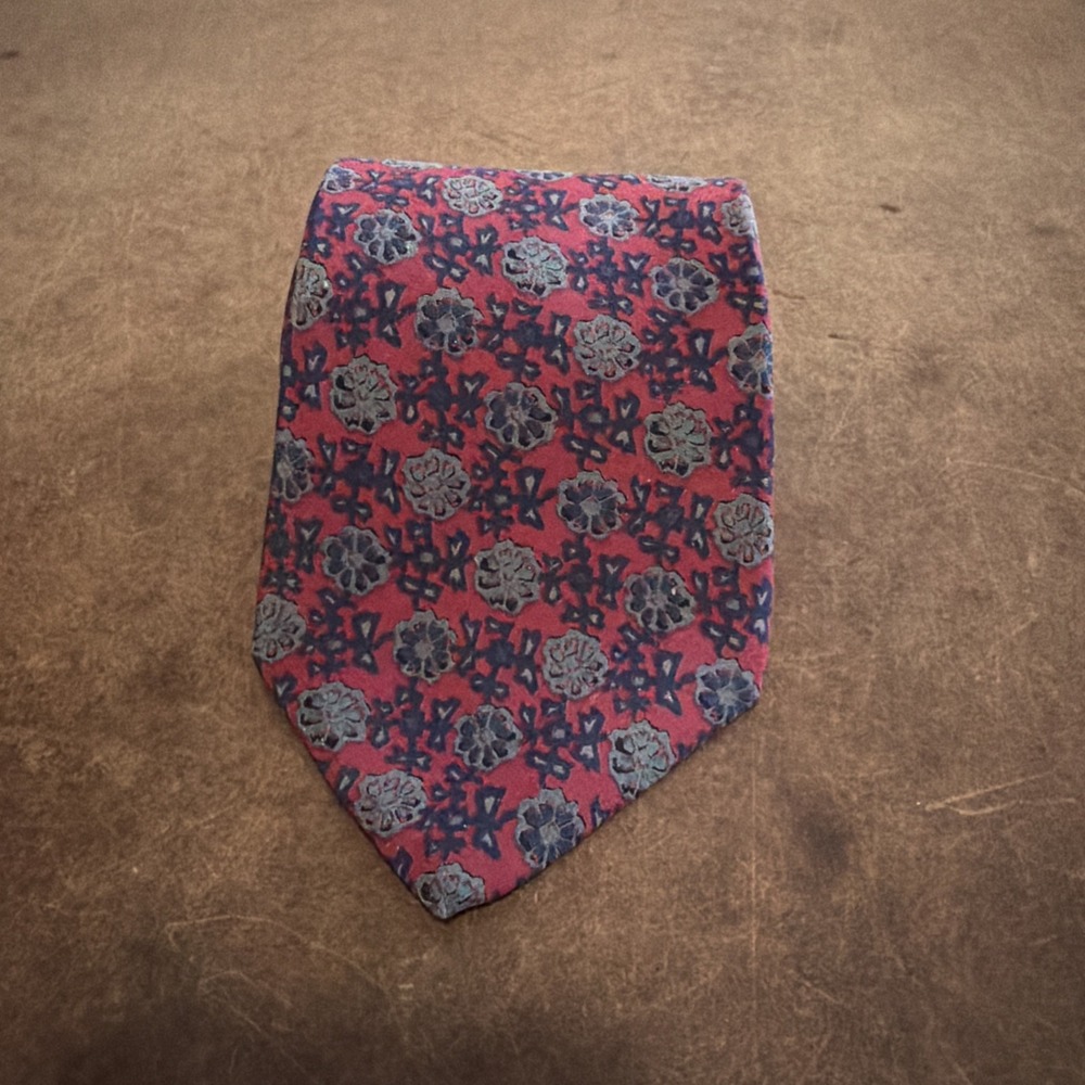 Vintage Christian Dior Tie Men Pink Gray Blue Geometric Abstract - Picture 2 of 5